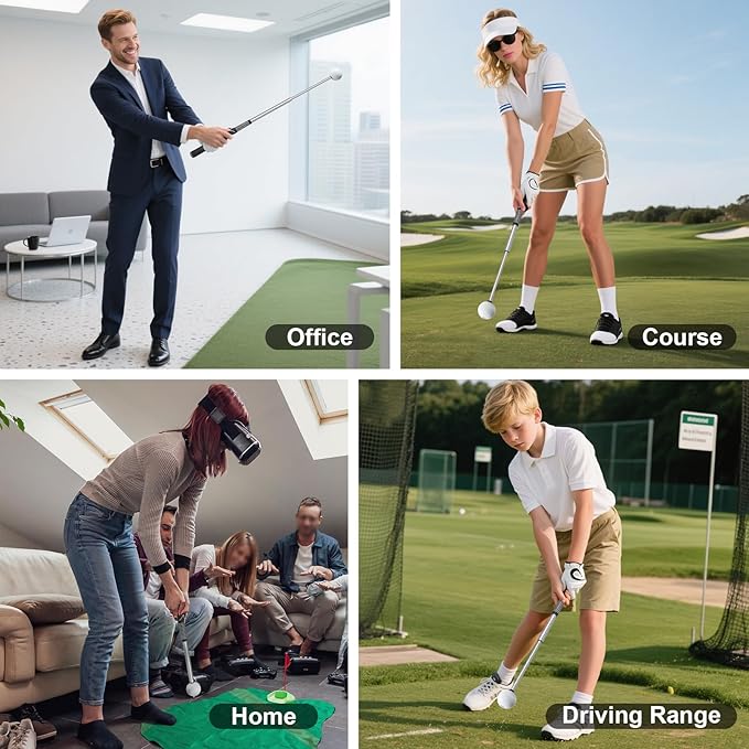 Pro-Level Retractable Golf Swing Trainer - Right-Handed Click Stick Golf Grip Trainer | Practice & Pre-Round Warm-Up Golf Training Aid