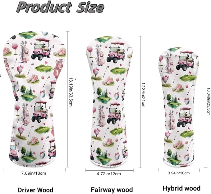 Golf Club Head Covers for Club Protective, Waterproof PU Leather Driver Fairway Wood Hybrid Head Cover