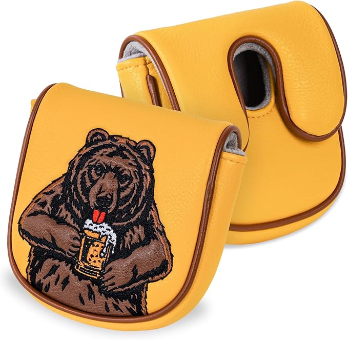 Golf Club Head Cover Golf Head Cover Driver Headcover Fairway Wood Headcover Hybrid Club Head Cover Golf Blade Mallet Putter Cover Beer Bear