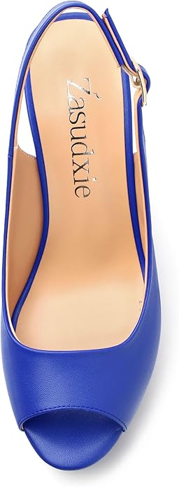 Womens Peep Toe Wedge Heels Matte Fashion Cork Slingback Pumps Platform Wedge Sandals 3.94 Inches
