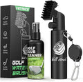 Pro Golf Club Cleaner - 4oz Water Bottle with Groove Cleaner and Retainer Clip, Durable Nylon Bristles for Easy Cleaning, Ergonomic Button Design, Golf Gifts for Men & Essential Accessories