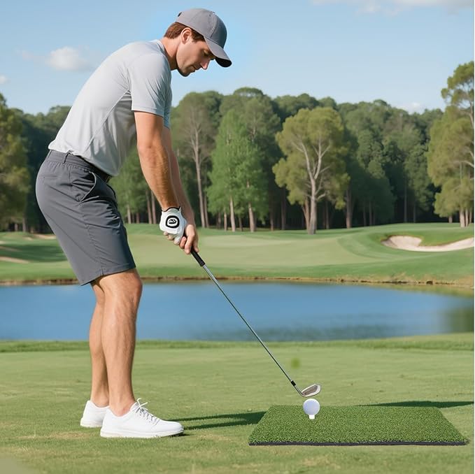 Golf Mat, Golf Hitting Mat Outdoor for Training, Golf Practice Mat with 10mm EVA Backing, Golf Mats Practice Indoor and Outdoor Turf with 8 Different Tees
