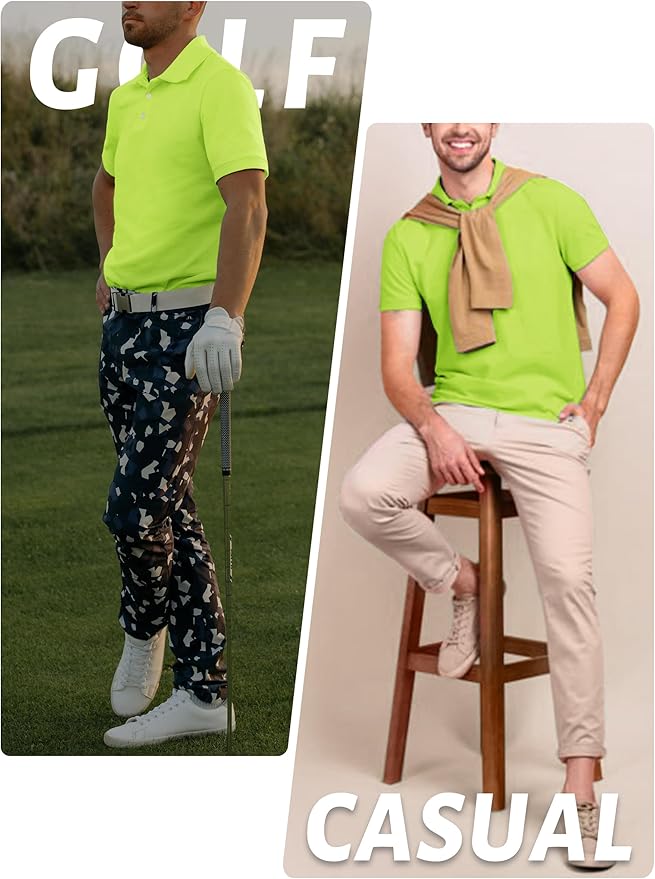 TACVASEN Mens Golf Shirt Dry Fit Mens Polo Shirts Short Sleeve Performance Golf Polos for Men with Collar Work Shirts