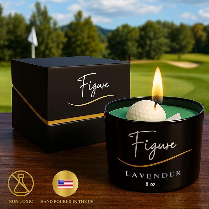 All-Natural Golf Candle – Lavender Scent | Hand-Poured in The USA | Beeswax & Soy Wax | Essential Oils | 100% Beeswax Wick | Premium Gift Box | Candle Gifts for Men & Women| Aromatherapy Benefits