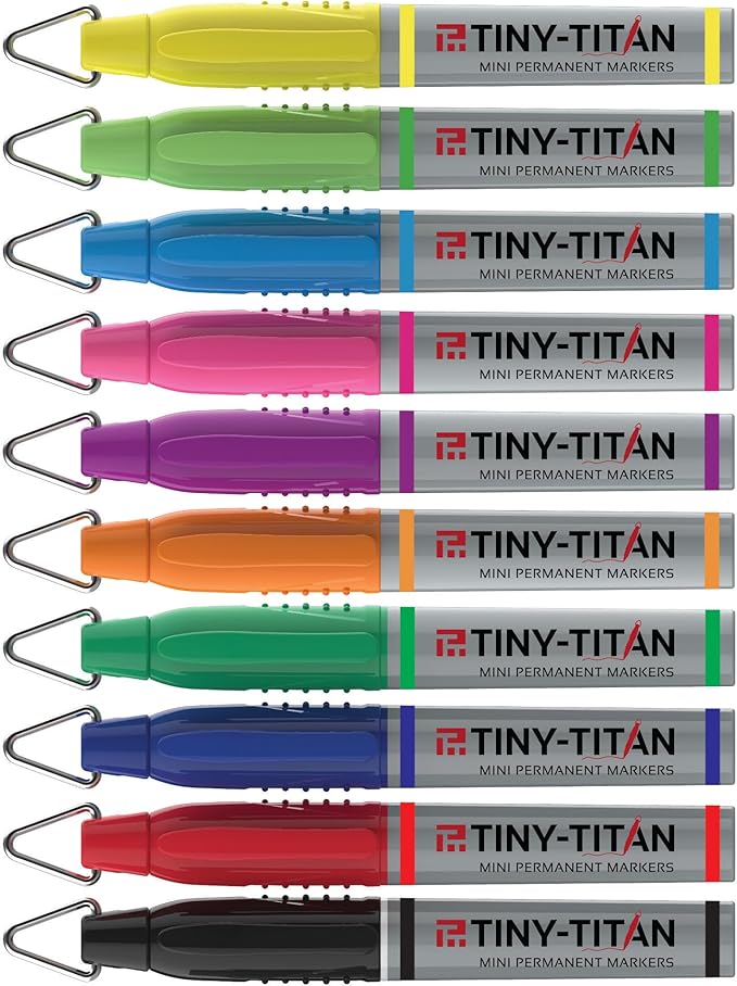 Tiny-Titan Mini Markers, Keychain Clip, Golf Ball Marker, Clip On Nurse's Badge - TURQUOISE Ink - Fine Point - 4 Pens Per Pack
