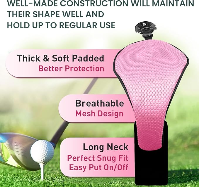 FINGER TEN Golf Club Head Covers Woods Hybrids 1/2/3/4 Pack, Headcovers Men Women 3 5 7 X with Interchangeable Number Tag, Fit All Wood Hybrid Clubs