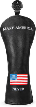 Golf Headcovers Golf Club Head Covers MAGA Style Elegant Embroidery Premium Leather Driver Fairway(FW) Wood Hybrid(UT) with Number Tags, 3 Wood Headcover Set