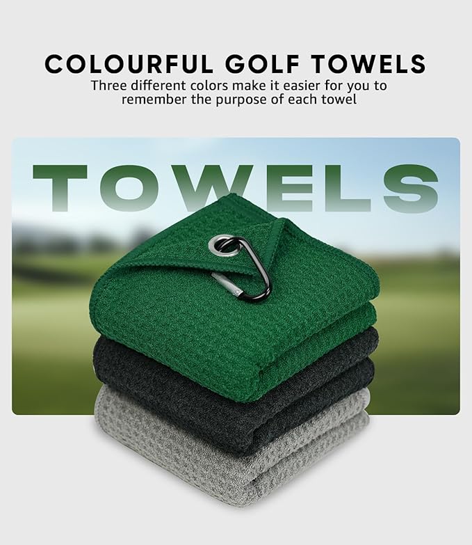 Pro Golf Towel Microfiber Golf Towel for Golf Bags (16" X 16") with Hook, Loop Fastener and Gift Box, Essentials Golf Accessories for Men, Golf Gifts for Men/Women