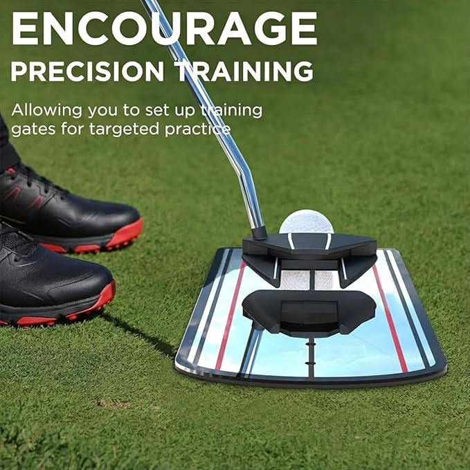 Golf Putting Mirror with Alignment Lines & Putter Gate - Putting Training Aid for Indoor/Outdoor Practice, Boost Accuracy for Beginners