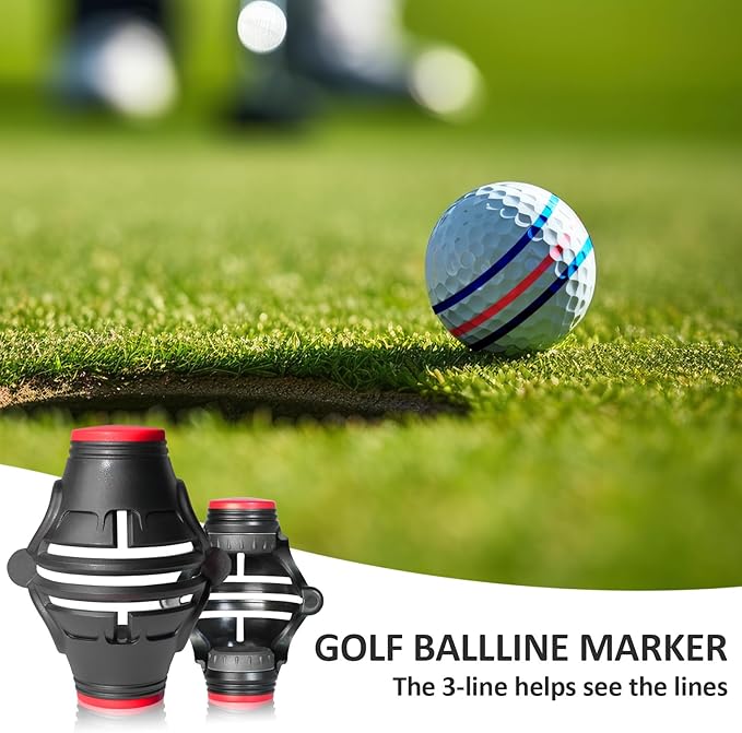 1 Pack 360° Triple Line Golf Ball Marker，Golf Ball Line Marker Tool，Golf Ball Marker Stencil，Alignment Ball Marker，Golf Accessories