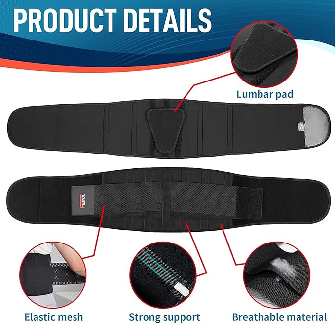FEATOL Breathable Back Brace with Lumbar Pad for Women & Men, Support Belt for Lower Back Pain Relief for Herniated Disc, Sciatica, Scoliosis S/M (Waist Size:24.4''-29.8'')