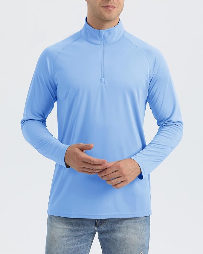 Boladeci Men's UPF 50+ Sun Shirts 1/4 Zip Long Sleeve SPF UV Protection Lightweight Quick Dry Quarter Zip Golf Shirts