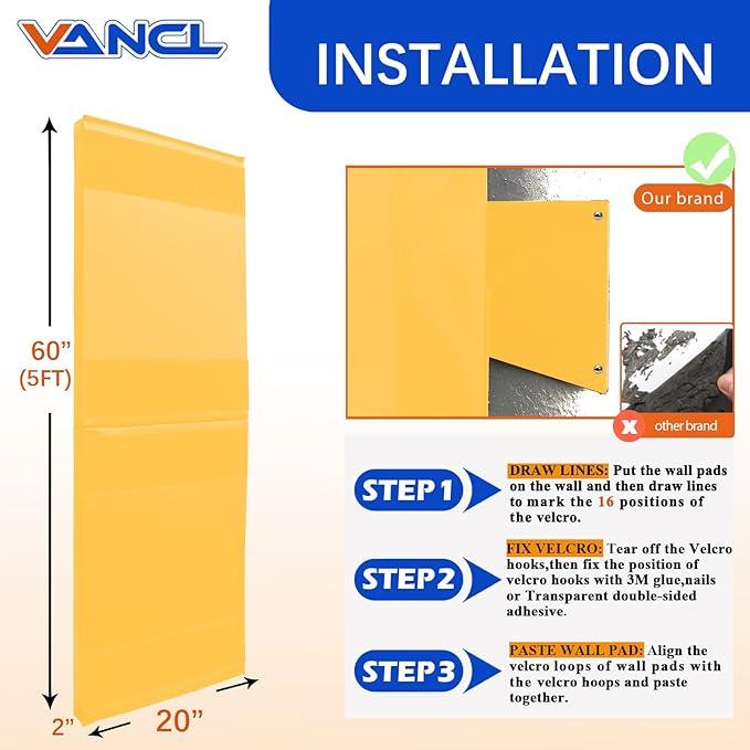 Gym Padding Wall Pads for Gym Wall Mats Basketball Wall Padding 2" Thick Foam Gym Wall Pad for Kids Wall Pad Protection, Waterproof Durable Wall Pads for Safety Colorful Wall Pad