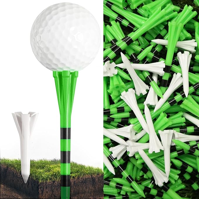 FINGER TEN Unbreakable Golf Tees Plastic 80 3 1/4" or 2 3/4" Driver Tees with 20 1 1/2" Iron Tees Assorted Pack, Low Resistance & Consistent Height Long Short Tees with Bright Colors