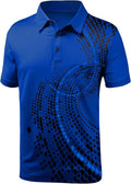 JACKETOWN Mens Polo Shirts Short Sleeve Print Dry Fit Performance Moisture Wicking Casual Collared Golf Shirts