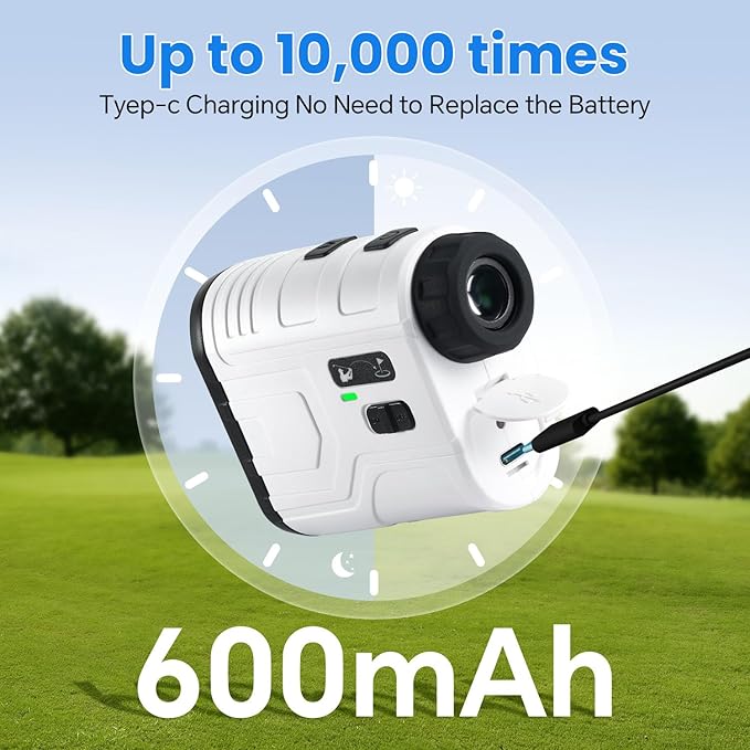 1200Yards Range Finder Golf with Slope, 7X Magnification Range Finder, Lightweight Portable Rechargeable Rangefinder, Flag Lock Vibration, Switch for Legal, Range Finders for Hunt/Golf Accessory