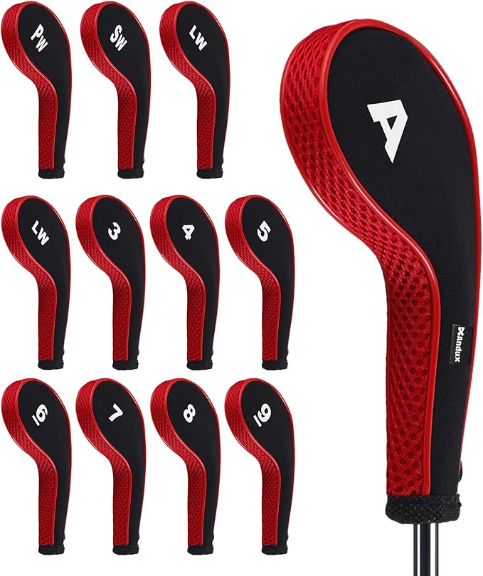 Andux Number Print Golf Iron Club Head Covers Long Neck with Zipper 12pcs/Set