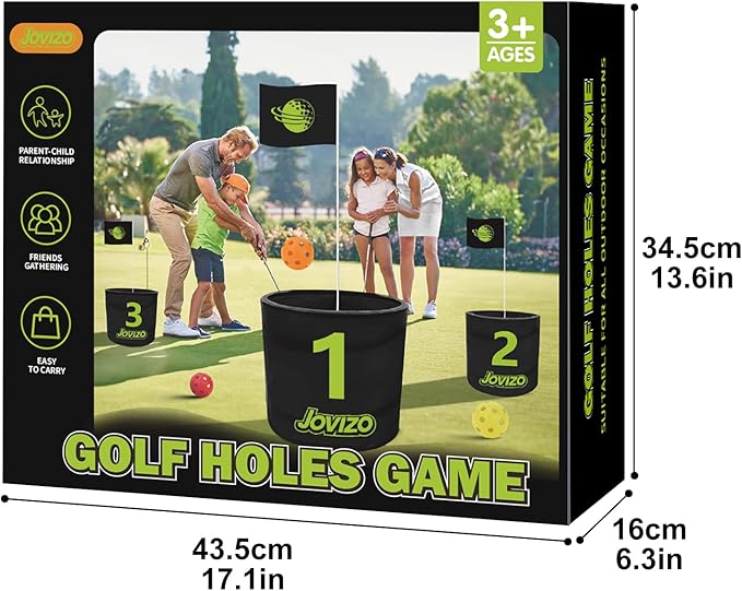 Golf Chipping Game with 2 Retractable Clubs & 9 Holes, Portable Golf Set for Adults Kids, Outdoor Indoor Sports Practice Toy Gift for Family Play Yard, Backyard, Lawn, Beach