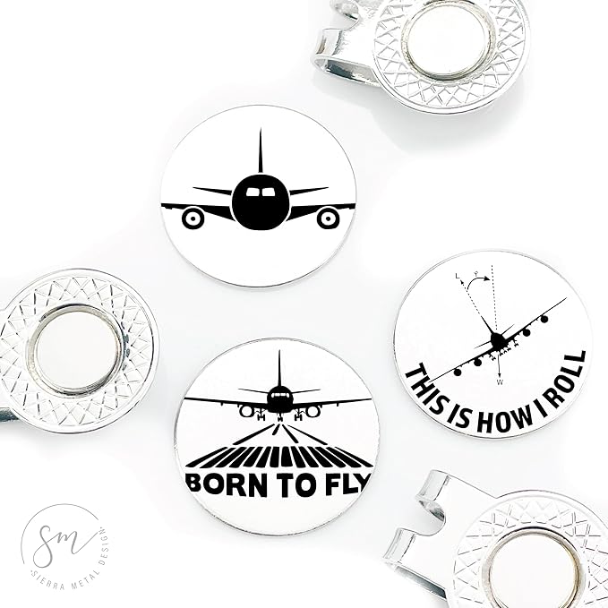 Flying Golf Ball Markers Set of 3 – Plane, Born to Fly, This is How I Roll-Golf Ball Markers Plane Flying Valentines Day Christmas Birthday Love Golf FBA-FLYING-3-GOLF