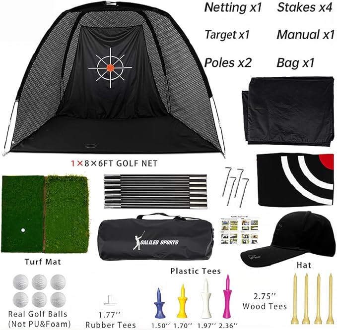 Gagalileo Golf Net: Training for Teens Beginners with Target Portable Indoor Outdoor Hitting Practice