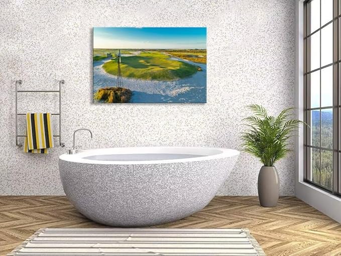 Streamsong Black Golf Course 9th Hole Wall Art for Living Room Bedroom Bathroom Home Decorations Golf Course Picture Poster Framed Artwork Canvas Prints Ready to Hang(12''H x 16''W)
