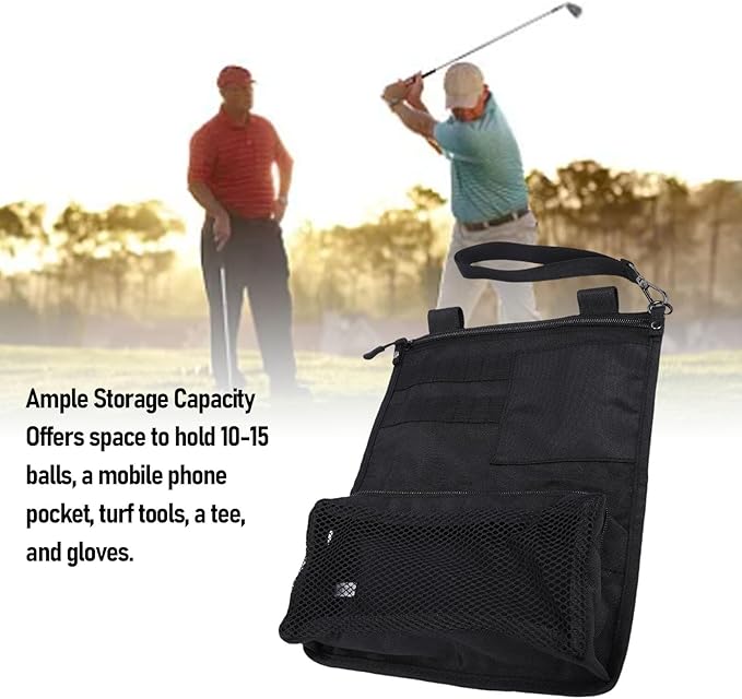 SUNGOOYUE Golf Ball Bag Pouch, Polyester Golf Accessory Organizer with Phone Pocket and Tee Holder, for Balls and Outdoor Sports