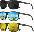 KALIYADI Polarized Sunglasses for Men and Women, Mens Sun Glasses with UV Protection for Driving Fishing Golf (3 Packs)