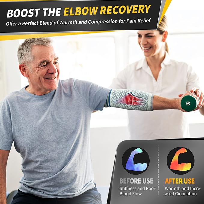 CAMBIVO 2 Pack Elbow Brace for Tendonitis, Tennis Elbow Compression Support Sleeve for Golfers Elbow Pain Relief, Arthritis, Bursitis, Workout, Weightlifting