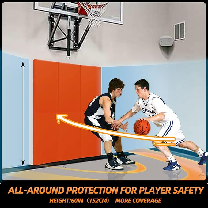 PROGOAL Gym Wall Paddings Basketball Court Wall Protection Pad - 2”Thick Foam Wall Mat Durable Protector for Wall-Mounted Basketball Hoops Garage Taekwondo（60" Lx20 W）