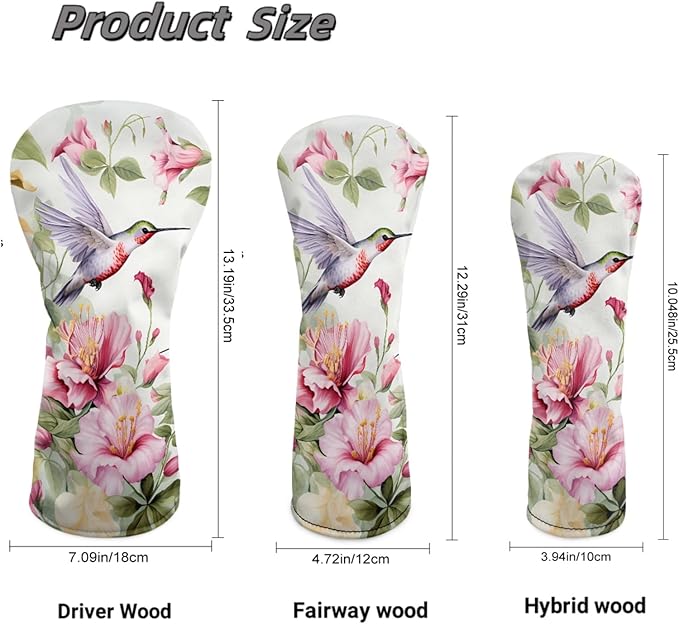 Golf Club Head Covers for Club Protective, Waterproof PU Leather Driver Fairway Wood Hybrid Head Cover