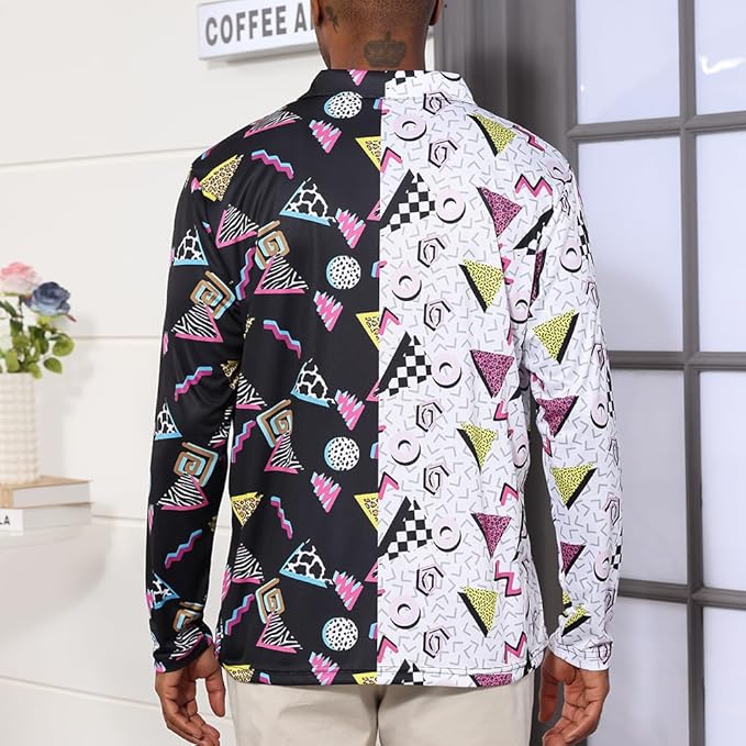 Men's Long Sleeve Golf Shirt Quick Dry 3 Button Work Fishing Outdoor Casual Collar Shirt