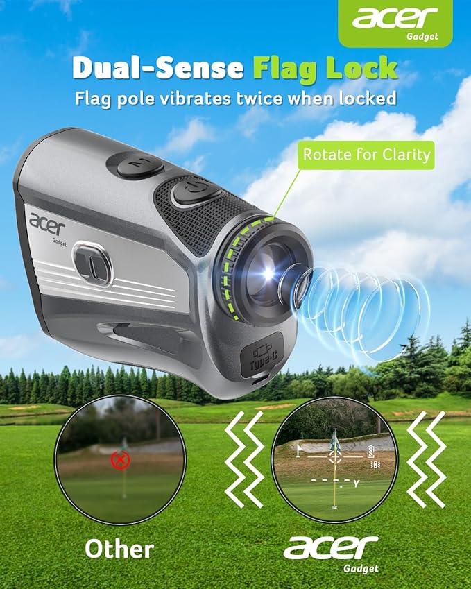 Acer Gadget Golf Rangefinder with Slope - 1200/1700Yards Laser Range Finder for Golfer, 6X Magnification Rangefinders Golf with Flag Pole Locking Vibration, Rechargeable Magnetic Gifts for Golfers