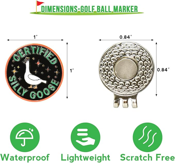 Funny Certified Goose Golf Ball Marker, Unique Magnetic Hat Clip for Golfers, Cool Golf Accessories for Men Women Golf Lovers