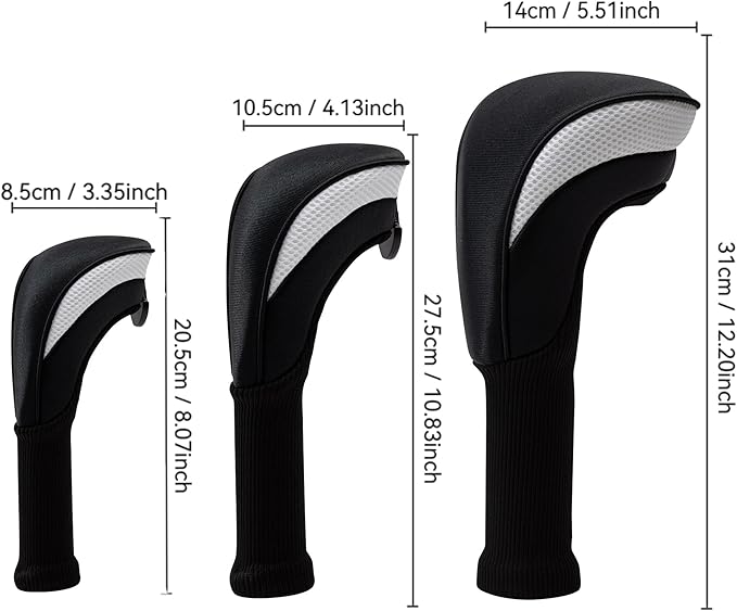 Golf Head Covers for Fairway Woods Driver Hybrids 5 Pieces Nylon Mesh Sports Fan Golf Club Headcovers-Golf Accessories for Men Women.