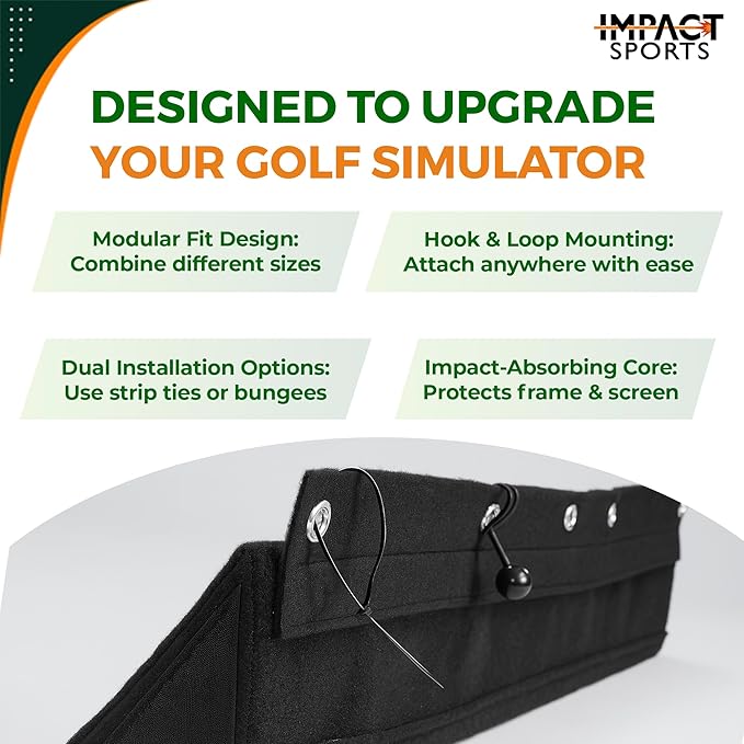 Impact sports Golf Enclosure Triangle Bumpers Impact-Absorbing Safety Padding for Simulator Edges – Connectable Design Rebounds Golf Balls – Fits Bottom Edge or Poles