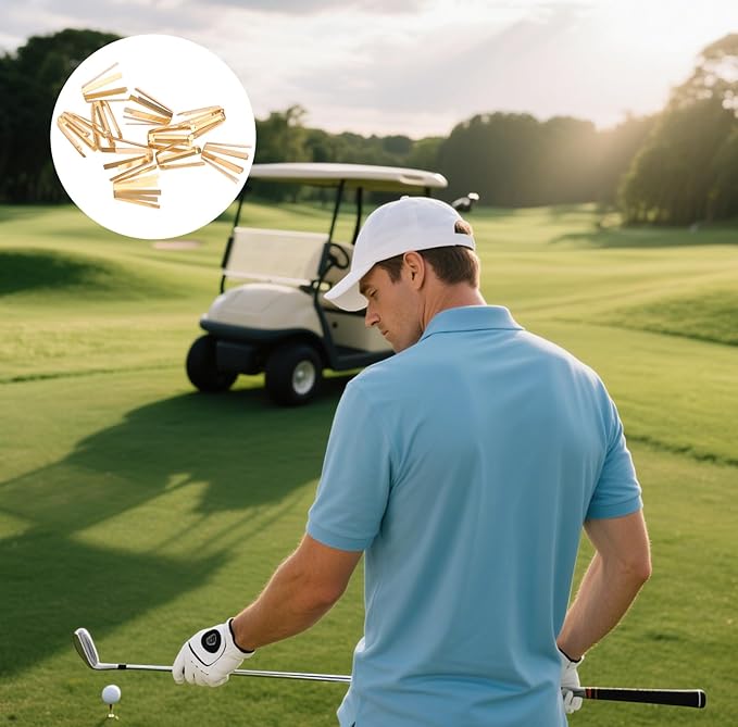10pcs Universal Brass Golf Shaft Adapter Shims, 6 Leg & 8 Leg Golf Club Spacer Shims for Professional Workshop Use Fits .335 .350 .355 .370 Iron Shafts Ferrules Extractor Fitting Accessories