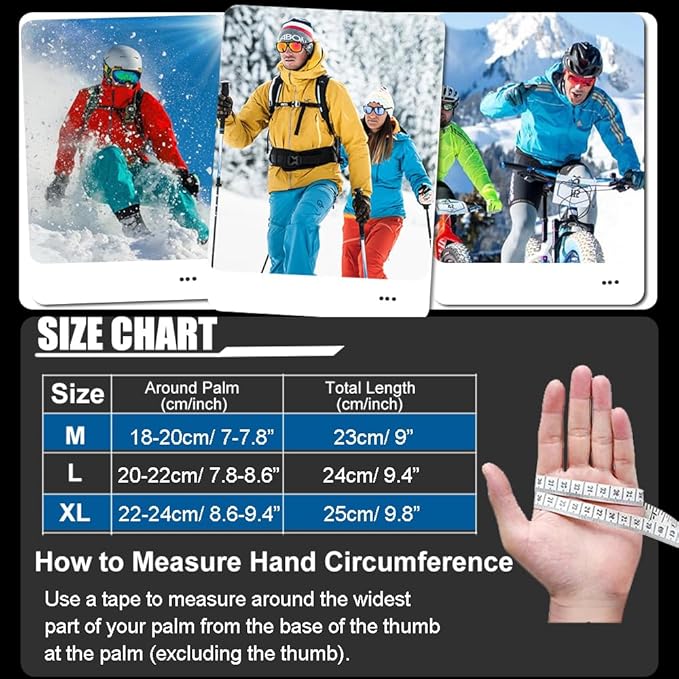 Winter Gloves for Men Women - Waterproof Thermal Glove for Cold Weather, Warm Gloves for Running Cycling, Snow Gloves with Touchscreen Finger