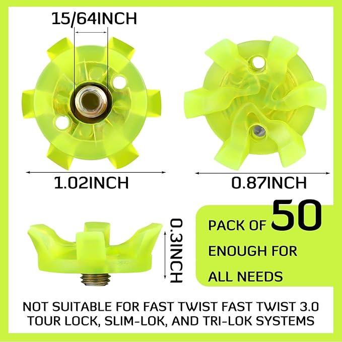 Cozypower 31 Pcs Golf Spikes Set Includes 30 Pcs Golf Cleats Replacement Black Cleats Spanner Metal Thread Screw 6 mm Dia Spike Tool for Lawn Cricket Shoe Player Lover(Green)