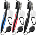 Golf Club Brush and Club Groove Cleaner with Retractable Zip-line and Aluminum Carabiner Cleaning Tools