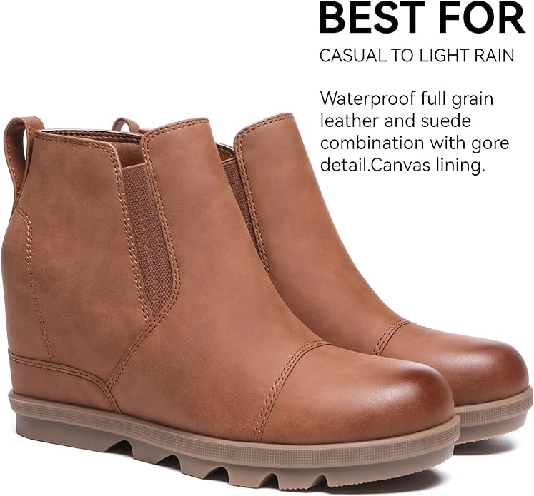 Athlefit Women's Wedge Ankle Boots Comfortable Slip On Wedge Booties
