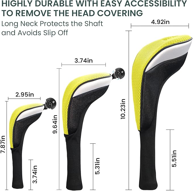 FINGER TEN Golf Club Head Covers Woods Driver Fairway Hybrid 3/4/5 Set, Headcovers Men 1 3 5 7 X Interchangeable Number Tag, Fit All Wood Clubs