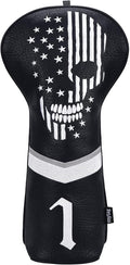 mytag Skull Skeleton Golf Head Covers Black Synthetic Leather Golf Headcovers Set Fits Driver Fairway Wood Hybrid/Utility Putter Iron Wedge Headcover