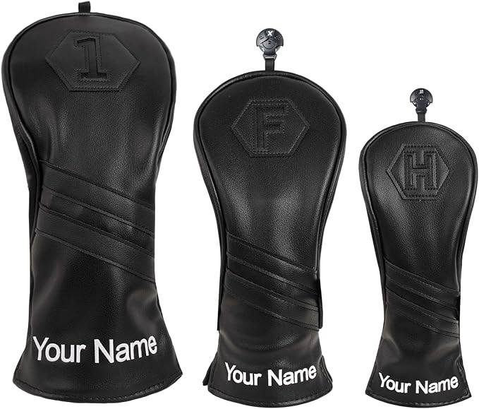 Golf Club Head Covers for Woods and Drivers, Premium Golf Headcovers Set Fit Most Clubs Simple Striped 1PC or 3PCS, Customizable
