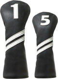 Golf Head Covers for Driver and 5 Wood - PU Leather Golf Headcovers Fits Standard 460cc Driver and Fairway Woods Head Golf Club