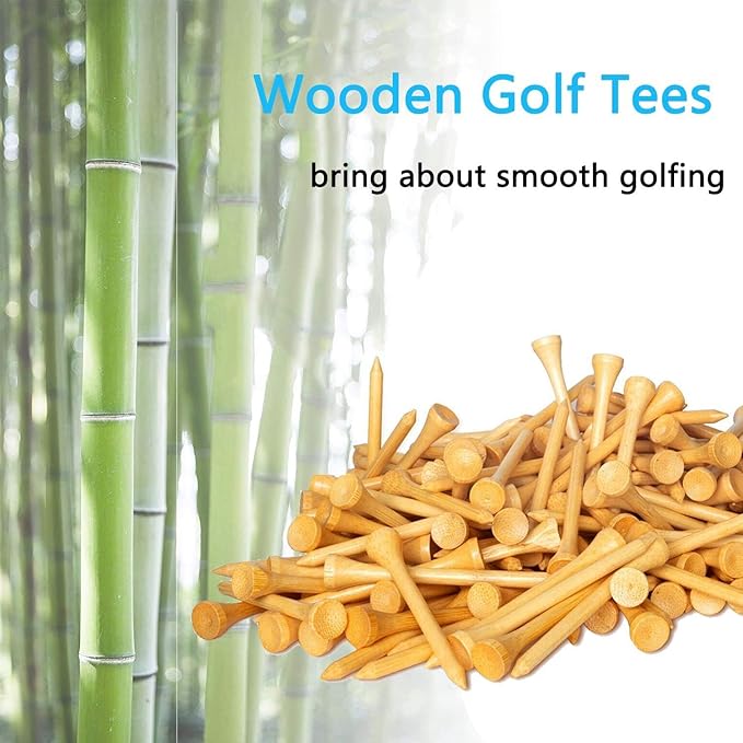 Wooden Golf Tees 3-1/4", 2-3/4", 1-1/2" Available,100 Count (Natural Color, White, Black, Blue, Red, Pink)