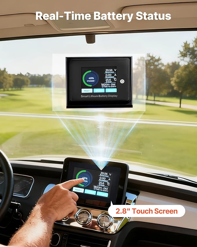 VEVOR 36V (38.4V) 105AH Lithium Golf Cart Battery, with 25A Charger, Lifepo4 Battery Kit, Built-in 200A BMS, with Bluetooth & Touch Monitor, 4000 Cycles, Metal Case, for Golf Carts, Trolling Motors