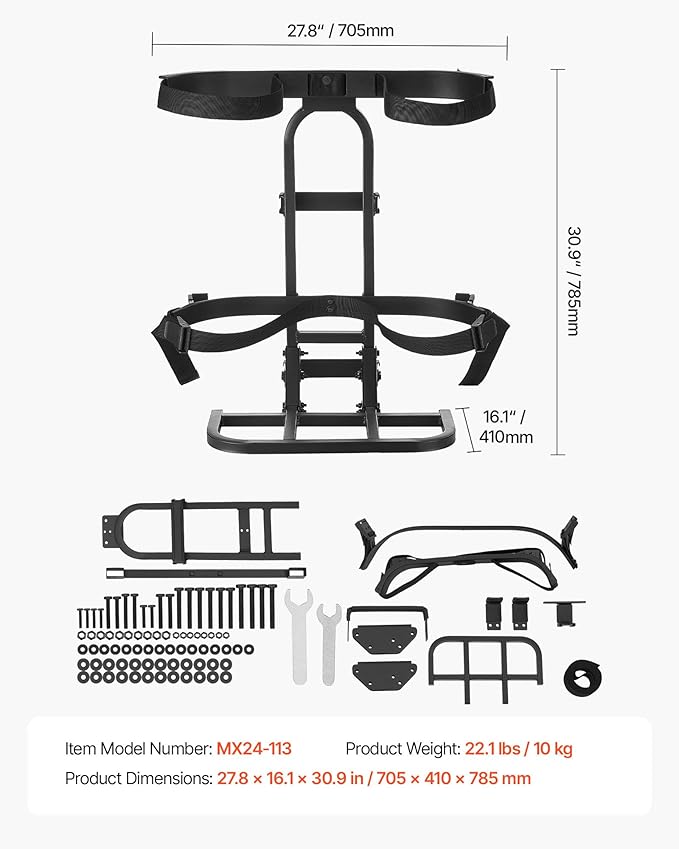 VEVOR Golf Cart Bag Holder, 30.9 x 27.8 x 16.1inch, Compatible with Yamaha, EZGO, Club Car Rear Seat Grab Bar, Space-Saving Carbon Steel Bag Holder Bracket, No-Drilling Installation, Black