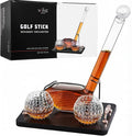 Golf Club Whiskey Decanter Set with 2 Crystal Glasses, 28.7oz Clear Borosilicate Glass 15.2oz Ball Cups for Bourbon Scotch Serving, Sports Themed Barware Birthdays Fathers Day Retirement Gifts for Men