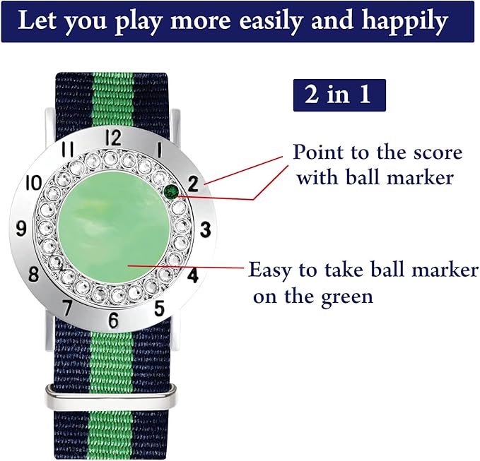 Golf Ball Marker with Golf Stroke Counter Bracelet, Pearl Crystal Ball Marker, Golf Accessories, Golf Gifts, Golf Counters for Women