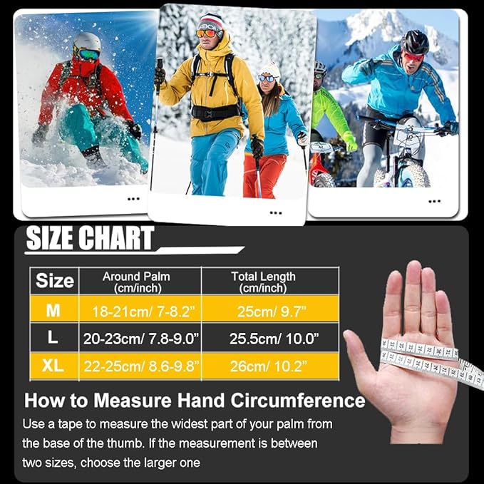 Winter Gloves for Men Women Waterproof Glove,Touchscreen Gloves Thermal Snow Gloves for Running Cycling Driving